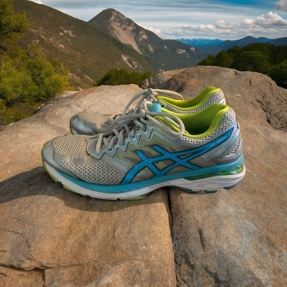 Asics Womens GT 2000 T656N Gray Blue Volt Running Shoes Lace Up Low Top SZ 8